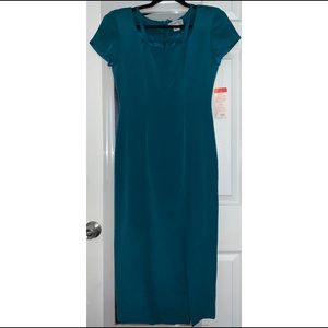 Vintage 100% silk blue formal dress with slit